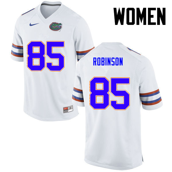 Women Florida Gators #85 James Robinson College Football Jerseys-White